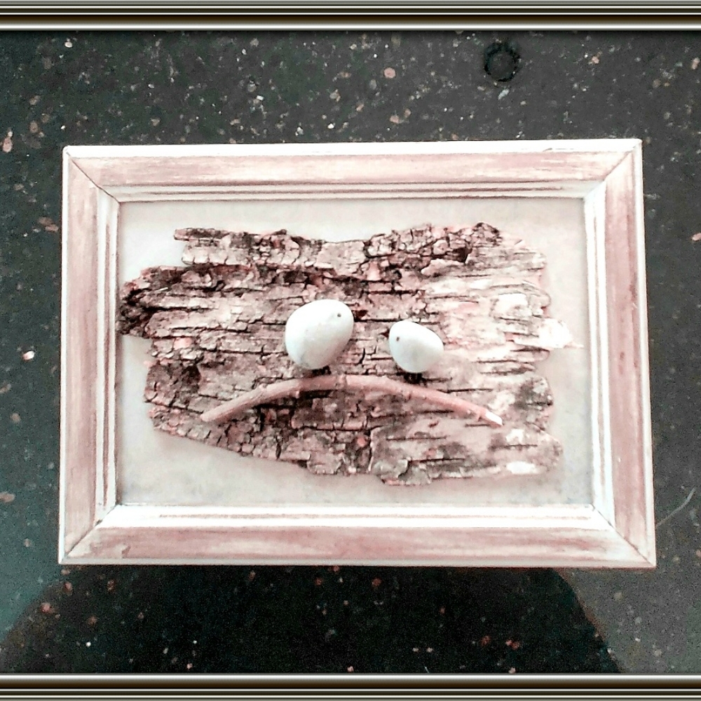 Birds on Birch Pebble Art